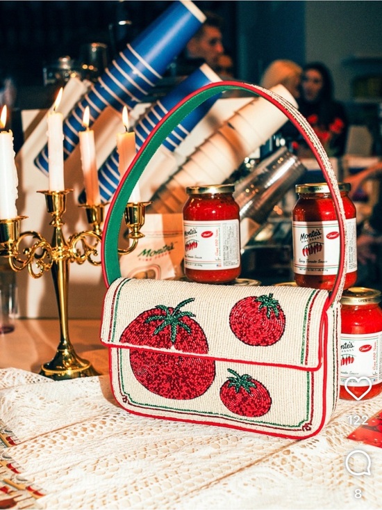 STAUD Handbags - Staud Tommy Beaded Bag in Tomato